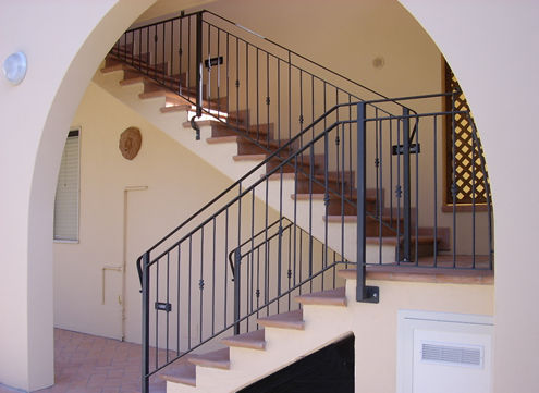 external railing with handrail half round and studs